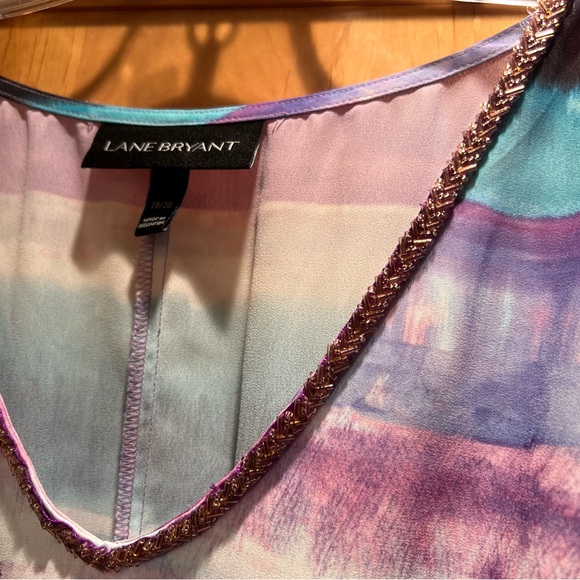 18/20 EUC Lane Bryant Colorful Striped Kaftan Top Butterfly Sleeves Beaded Neck - Picture 3 of 6